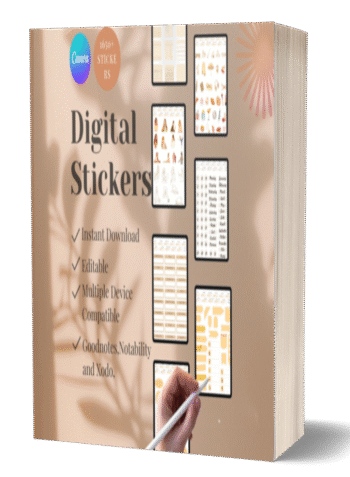 PLR Digital Stickers, Commercial Use, Canva Editable